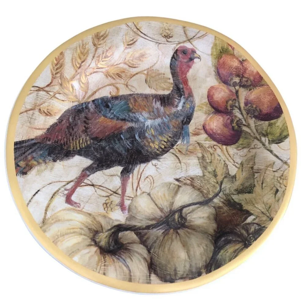 Pottery Barn Thanksgiving Fresco Bountiful Turkey Salad Plates 9